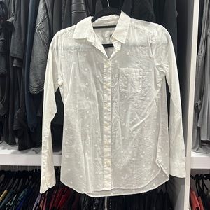 Loft white button down with flowers